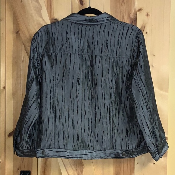 Ruby Rd. - Grey & Black Lightweight Button Down Jacket - Picture 2 of 10